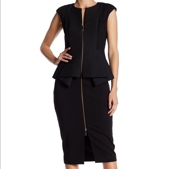 Ted Baker Dresses & Skirts - Ted Baker Jumana Textured Peplum Black Dress
